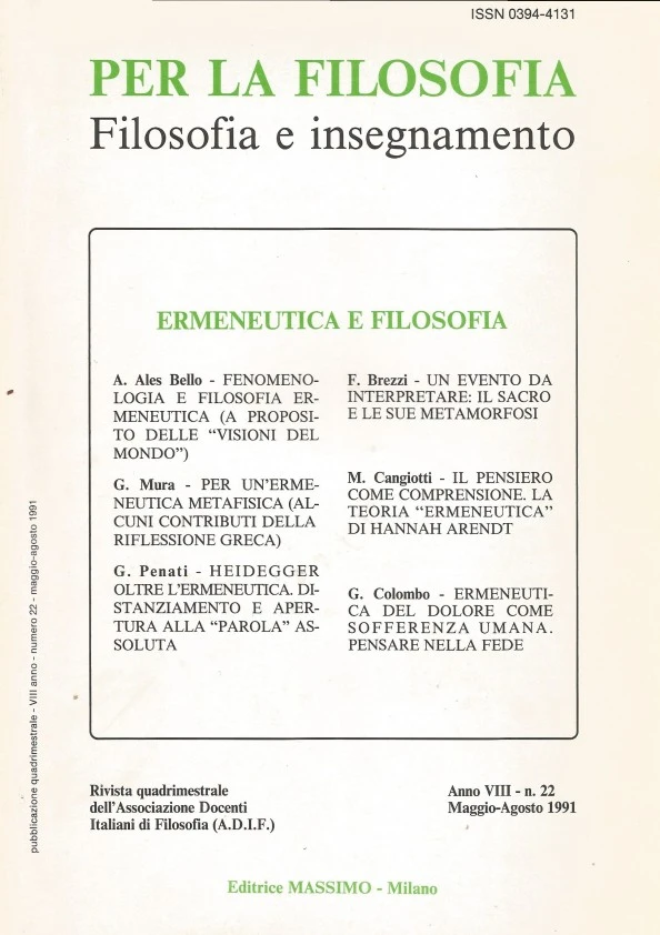 La copertyina della rivista su cui apparve questo intervento, nel 1991 La copertyina della rivista su cui apparve questo intervento, nel 1991